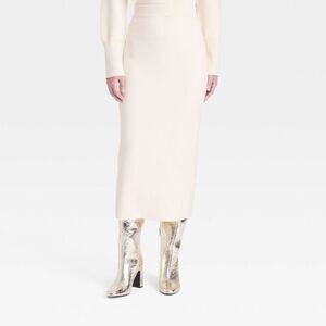 Open Box - A New Day - Women's Cozy Knit Midi Sweater Skirt - A New Day C Cream